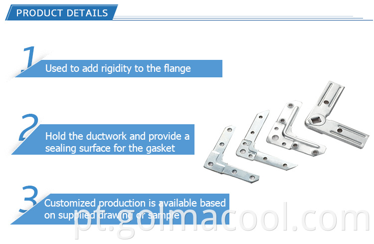 Sistemas HVAC Ar Condicionado Aço Galvanizado Flange TDF 1,2mm Canto Duto